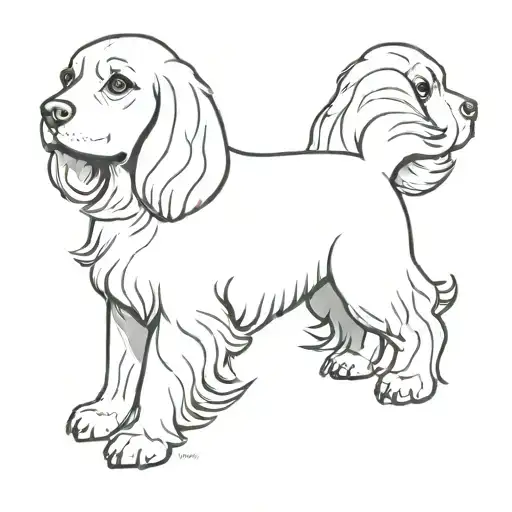 Cocker Spaniel Curled Fine Line Style
