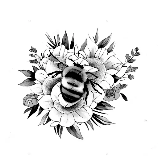 A Bumblebee Perched On A Vibrant Watercolor Flower