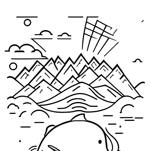 Whale Tail With Mountain Skyline And Sunshine