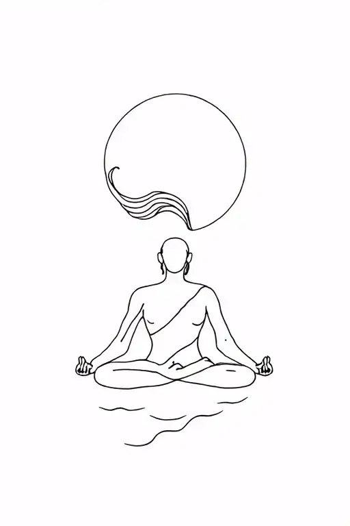 A Wave And A Meditating Person