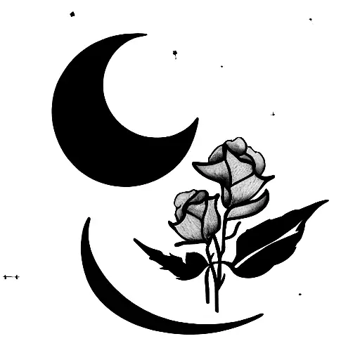 Moon With Roses And Gladiolus Flowers