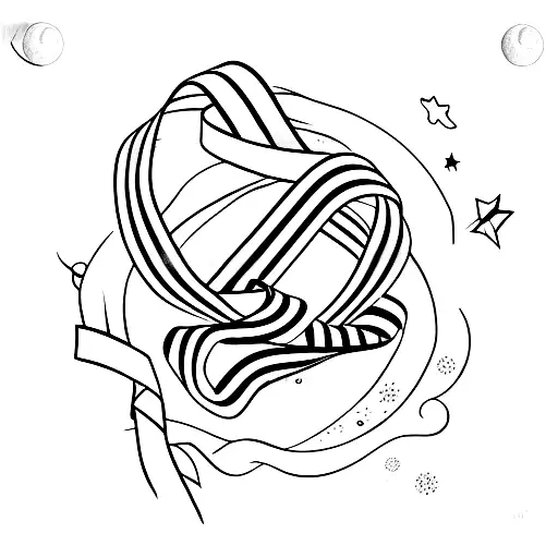 Juggler Playing With Ribbons On A Rock With A Full Moon