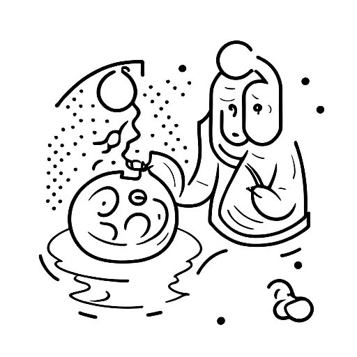 Juggler Playing With Poi On A Rock With A Full Moon