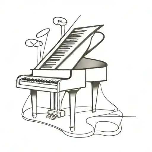 An Abstract Minimalist Tattoo Of A Piano Key Morphing Into A Thread Spool