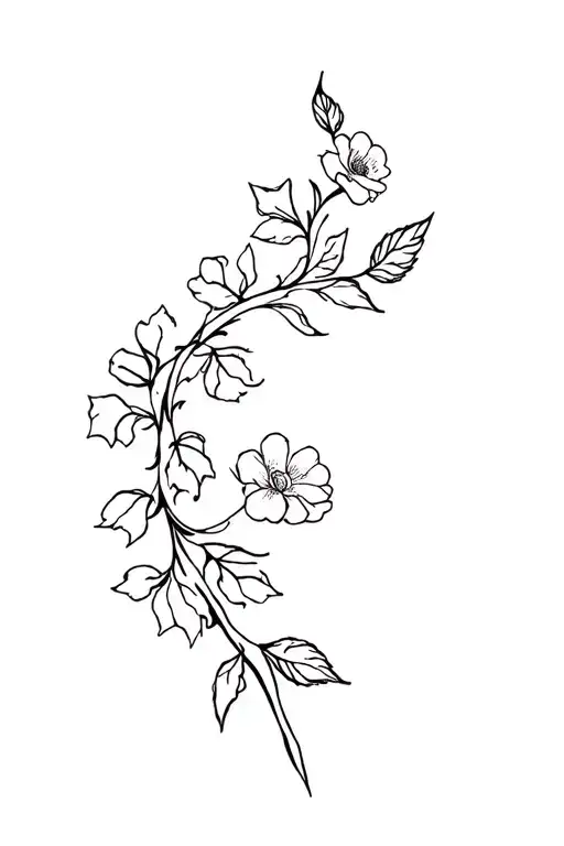 Vine Spine Tattoo With Flowers