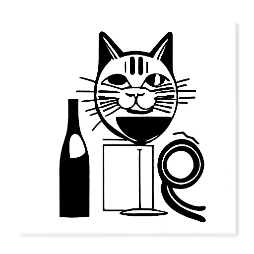 Cat With Wine Listening To Music