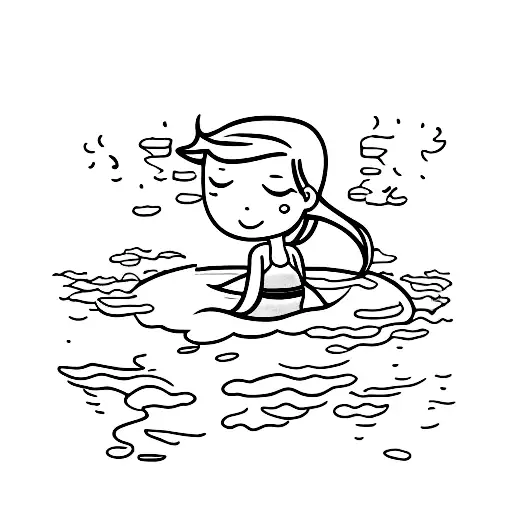 Full Body Of A Girl Floating On Top Of The Water
