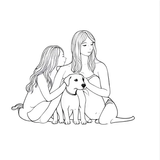 Two Girls And A Dog
