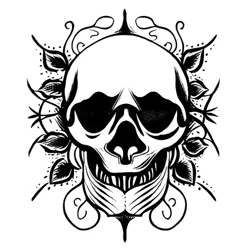 Demonic Skull With Vines Coming From Eyes