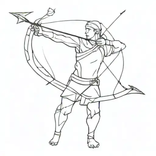 A Ancient Archer Shooting An Arrow While A Cat Is Sitting On The Archers Shoulder