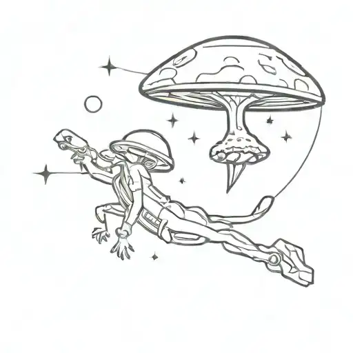 Space Cowboy In Ufo Abducting A Mushroom