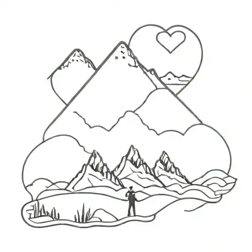 Mountains And River Family Silhouettes Heart With Crown Cross Skateboard