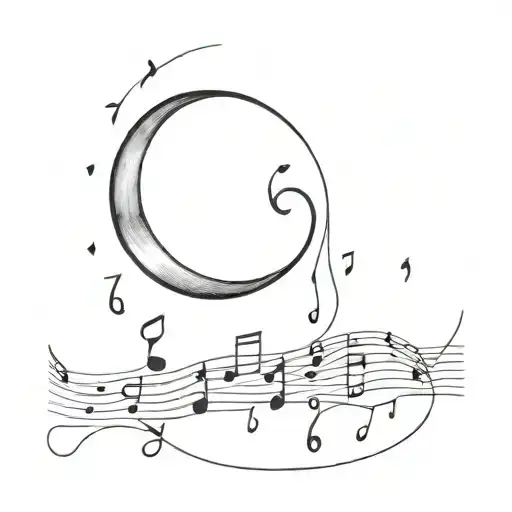 Moon Surrounded By Notes