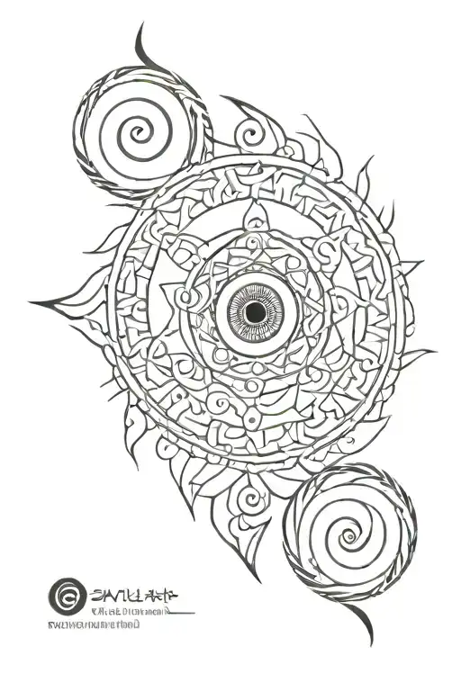Triple Spiral Evil Eye Symbol Integrated