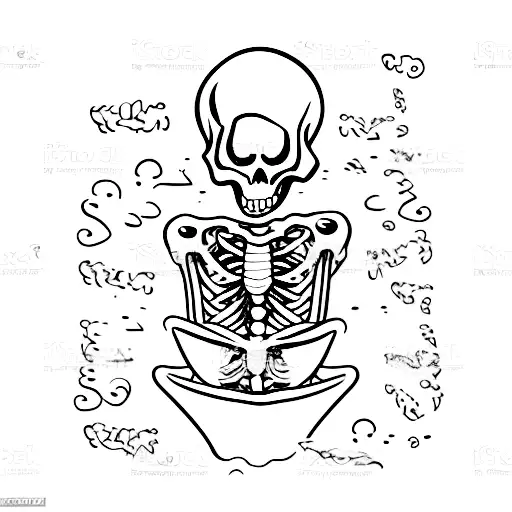 A Skeleton Taking A Bath