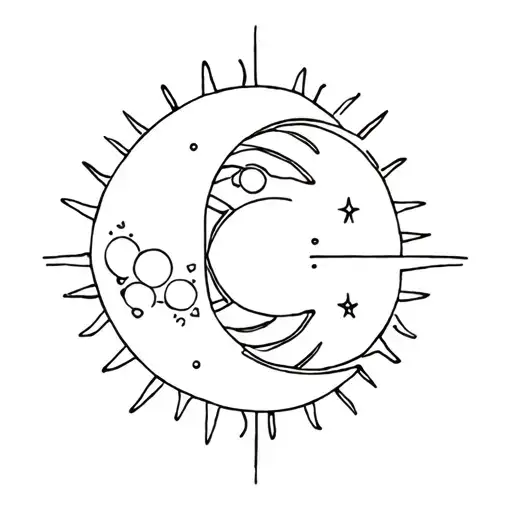 Mechanic Sun And Moon Tattoo Design Inspired