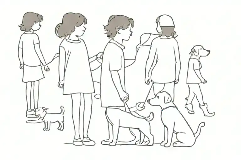 Dogs And Children Silhouette