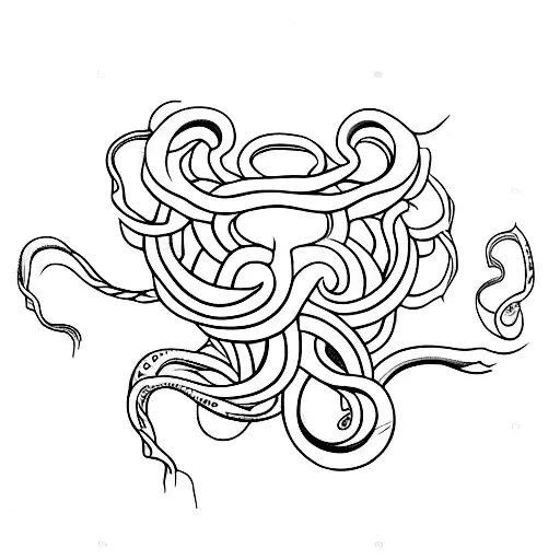 A Minimalist Tattoo Of A Kraken Wrapping Its Tentacles Around A Warehouse