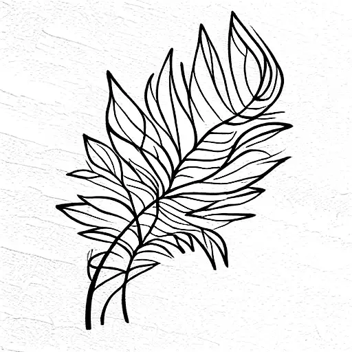 Long Leafy Plant Single Line Spine