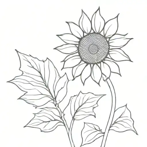 Sunflower And Ukraine Outline Minimalist