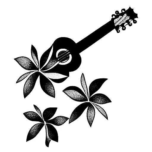 Guitar With Hawaiian Flowers