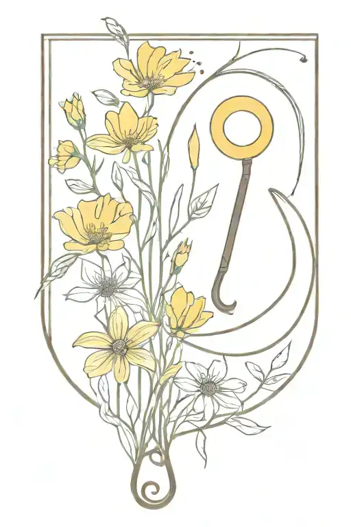Crescent Moon Open Book Yellow Wild Flowers Sewing Scissors Paint Brush Baking Whisk Mushroom