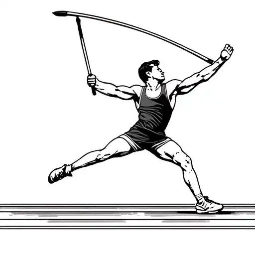 A Men Doing Javelin Throw And In The Background Is A Track And Field Track