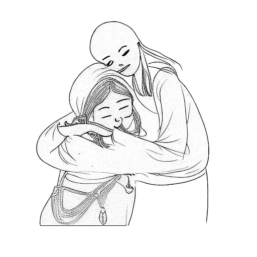 A Young Girl Hugging Her Mother