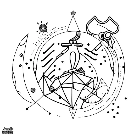 A Minimalist Tattoo Of A Sagittarius Constellation Surrounded By Various Animals And Nature Elements
