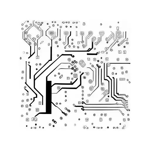 A Minimalist Tattoo Of A Computer Circuit Board Forming The Silhouette Of A Forest