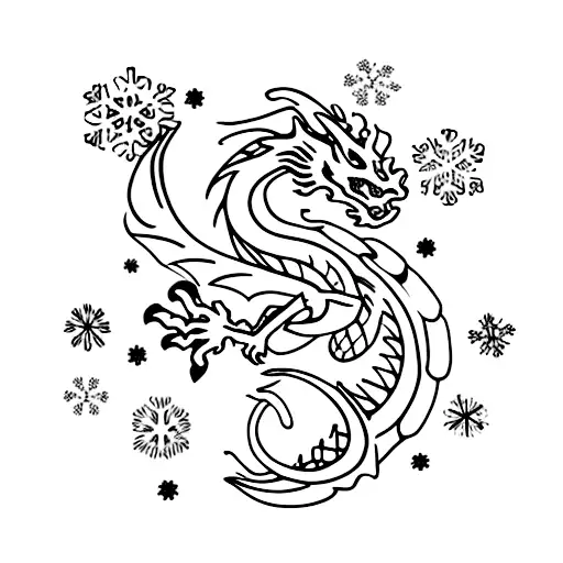 Dragon With Snowflakes