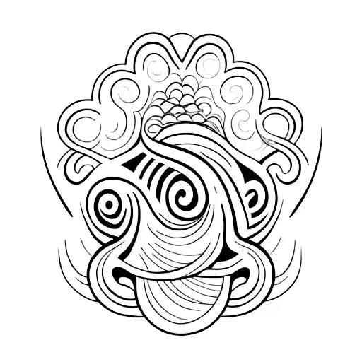 A Simple Wave Design With The Words 'Infinite Love And Gratitude' Forming The Shape Of The Wave