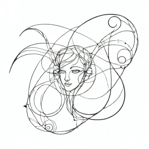 A Minimalist Blackwork Abstract Tattoo Design Depicting The Shadow Self And The Conscious Self