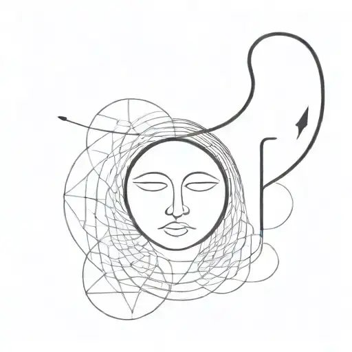 A Minimalist Blackwork Abstract Tattoo Design Depicting The Shadow Self And The Conscious Self