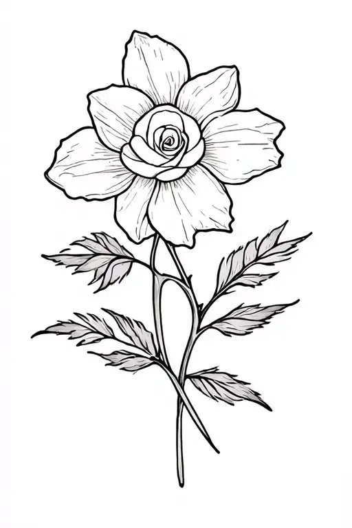 Daffodil And Rose Intertwined