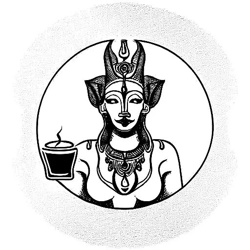 Goddess Sekhmet With Coffee