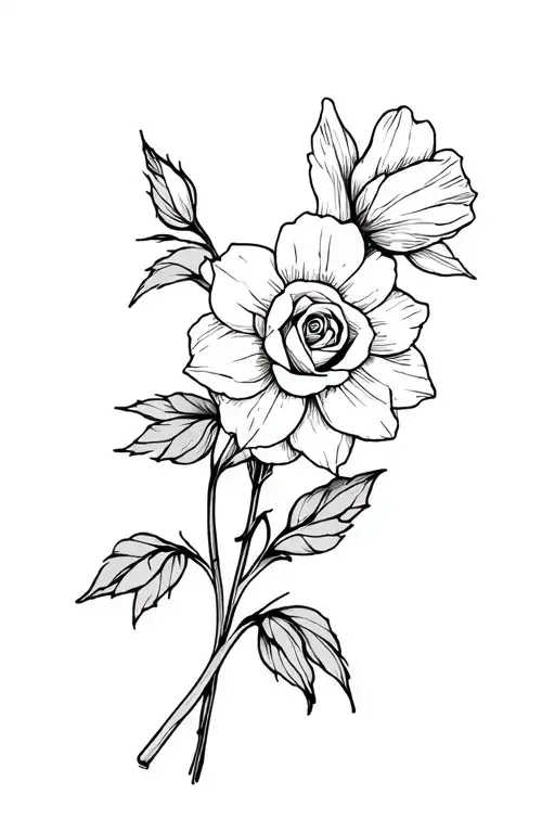 Daffodil And Rose Intertwined