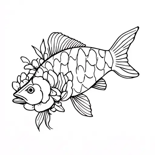 Fish Tattoo With A Flower In It