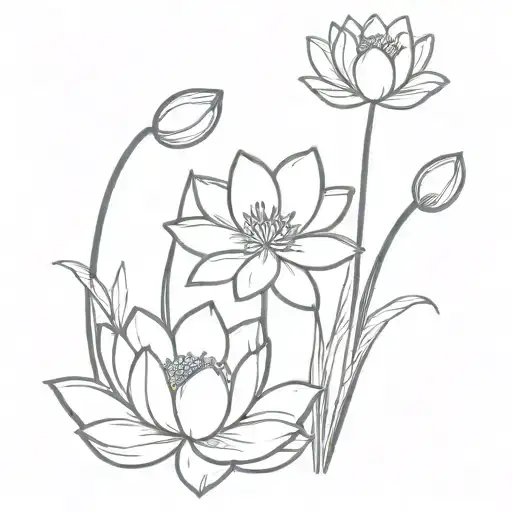 Water Lily Flower Aster Flower And Narcissus Flower