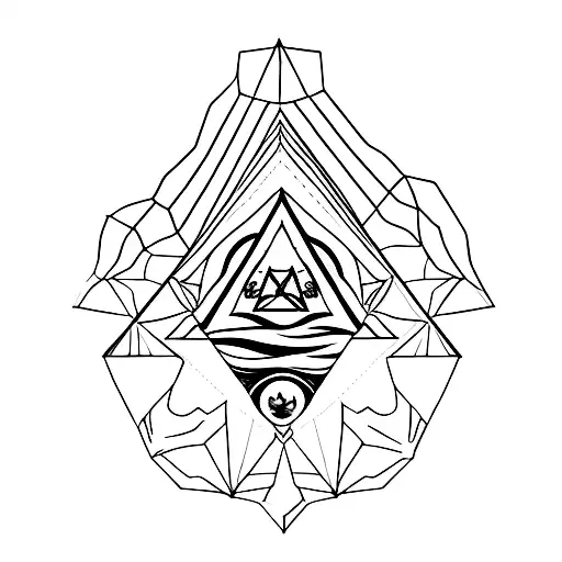 A Minimalist Tattoo With A Moon Inside Of Illuminati Triangle