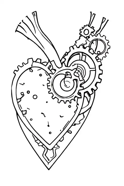 Heart With Gears Symbolizing Hard Work And Compassion