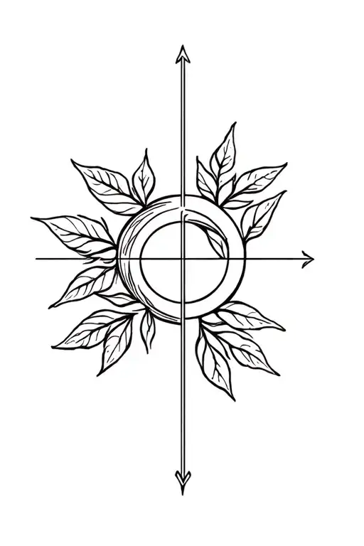 Pentagram Crescent Moon Leaves