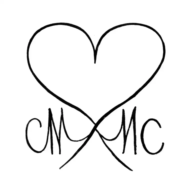 Love Heart Linked With M And C In A Wave