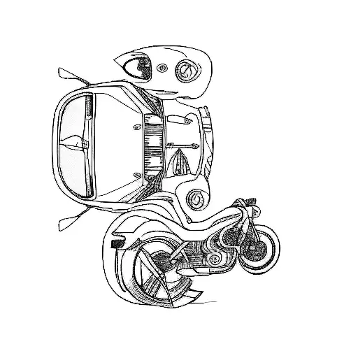 A Motorcycle And Car