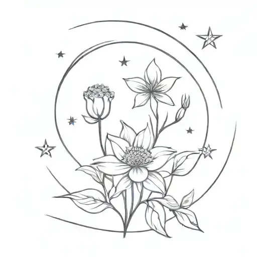 Libra Stars Moon Flowers Growing