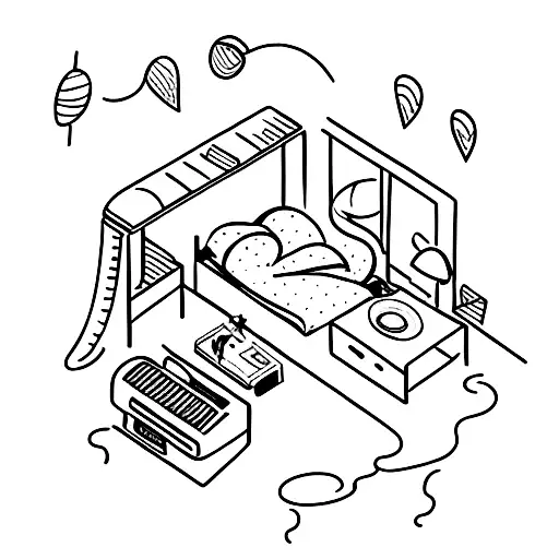 A Cozy Bedroom Scene With A Cat Sleeping On A Record Player