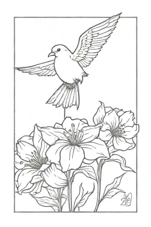 Morning Flower With Bird On Hand