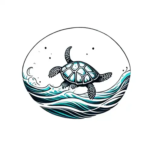 Turtle Under Waves Forming