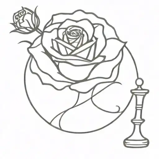 Chess Rose On A Squiggly Line W Full Moon Mini