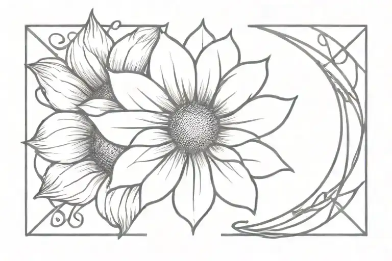 Roman Numerals With A Sunflower Intertwined